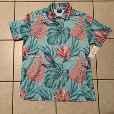 Hurley Men s Small Blue Floral Print H20-Dri Short Sleeve Polo Shirt NWT