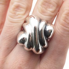 925 Sterling Silver Vintage Mexico Modernist Ribbed Dome Oxidized Ring Size 7