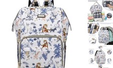 Diaper Bag Backpack, Diaper Bags for Baby Girls Boys, Baby Animal World White