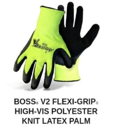 Boss V2 Flexi Grip LARGE Work Gloves Knit Cuff Latex Palm Brand New! (1 Pair)