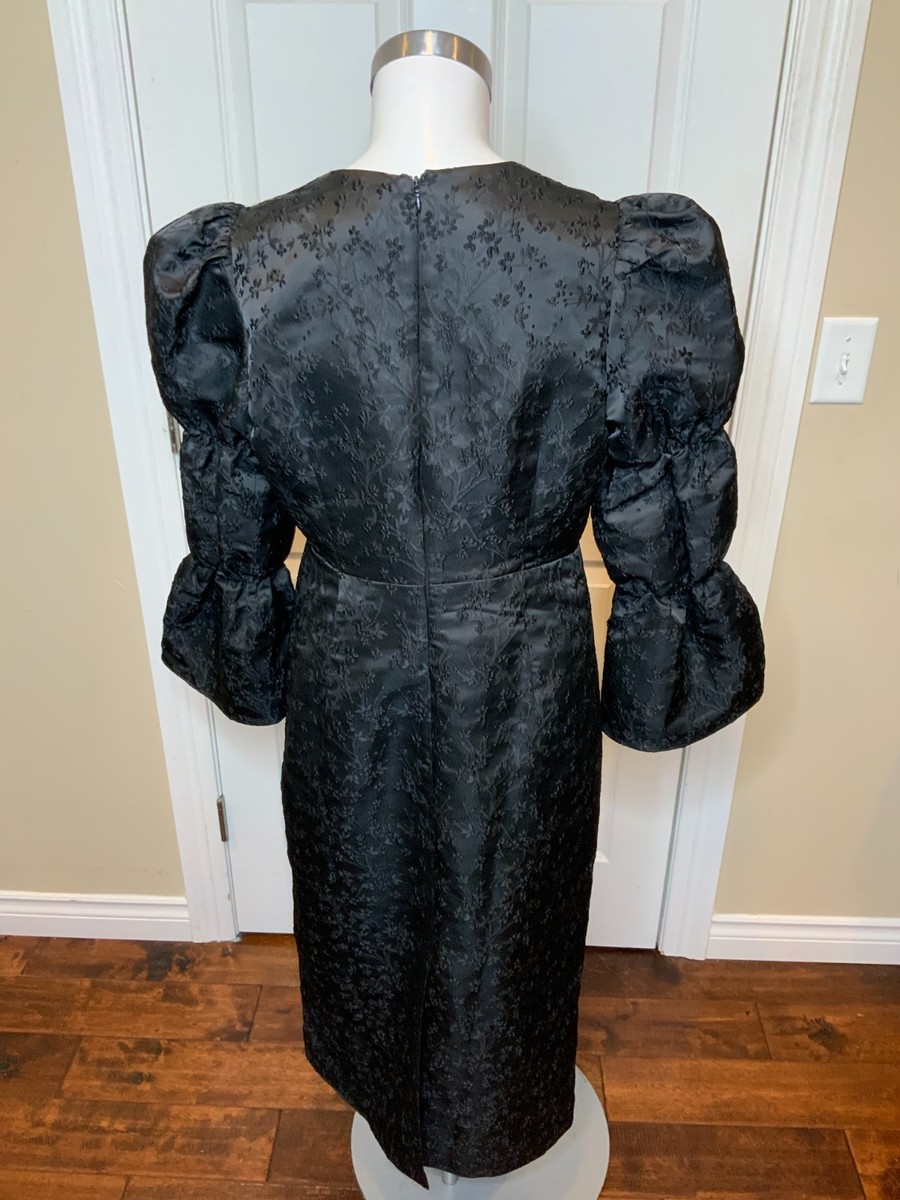 Hyacinth House Black Jacquard Puff Sleeve Midi Darcy Dress, Size M | eBay