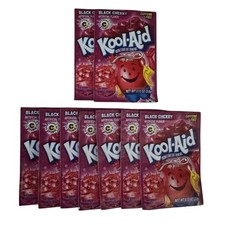 Kool-Aid Black Cherry Unsweetened Soft Drink Mix 9 Packets Caffeine Free Gelatin