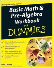 BASIC MATH AND PRE-ALGEBRA WORKBOOK FOR DUMMIES By Mark Zegarelli Mint Condition