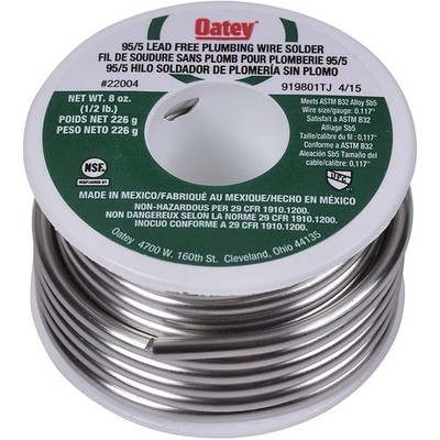 Oatey 0.5 LB 8 Oz Lead Free Plumbing Wire Solder 95/5 Tin/Antimony 0.117'' Gauge