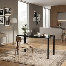 DecHome Tavolo da Pranzo Cucina Metallo 120x60x75 cm Nero