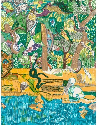 Romare Howard Bearden Dreams of Exile Green Snake 1971 Kunstdruck Poster Wanddeko