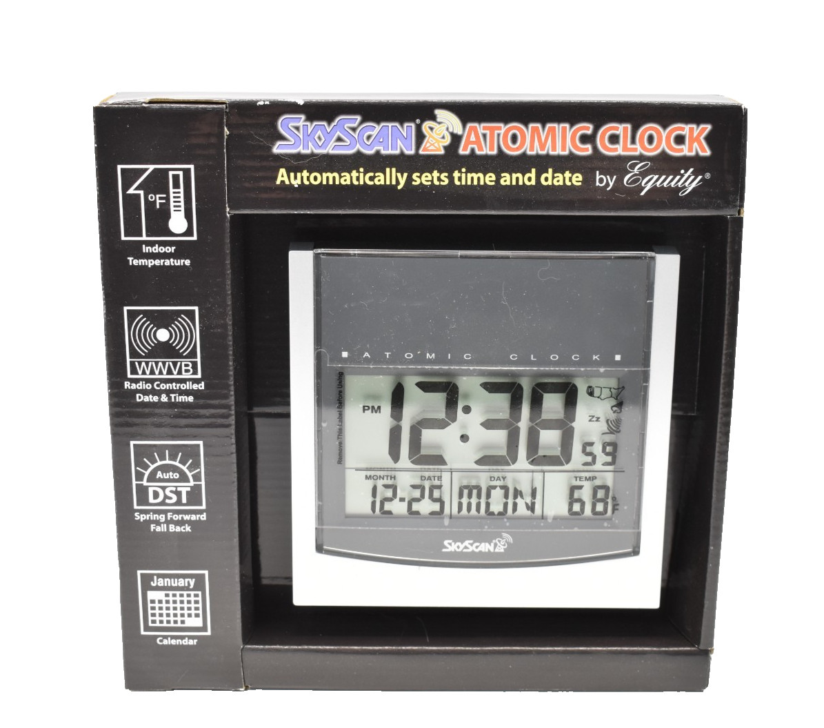 SkyScan Atomic Wall Clock Radio Controlled Date Time Calendar Temp Auto DST