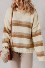 Striped Reverse Seam Drop Shoulder Baggy Cozy Sweater