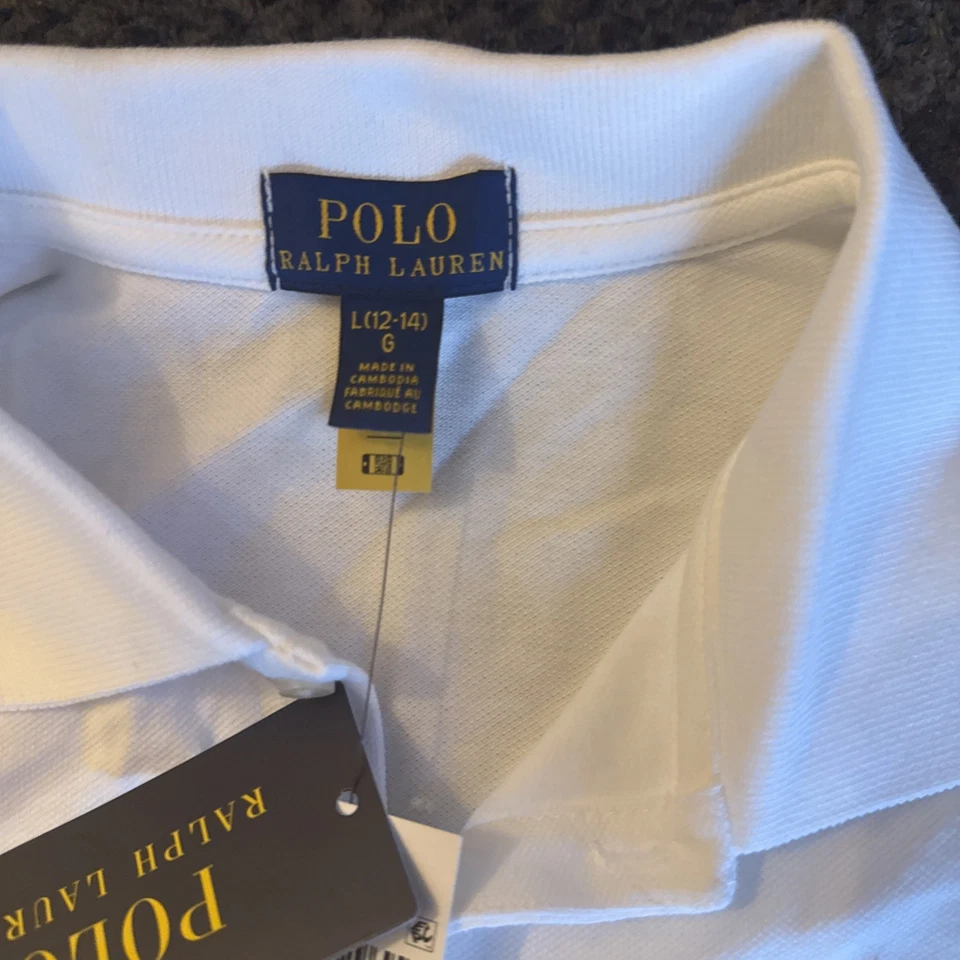 Polo Ralph Lauren Niñas 12-14 Blanco Polo Rosa Poni Nuevo con Etiquetas Foto 2 de 4