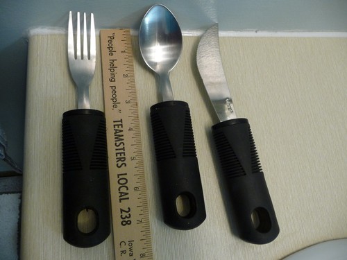 Set of 3 Vive Adaptive Utensils Flatware Easy Grip Spoon - Fork - Knife