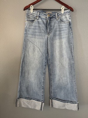 Kut From The Kloth Meg Fab Ab Wide Leg Jeans Womens 6 High Rise Crop Light Wash