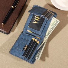 Vintage Matte Leather Men's Wallet - Coffee Tri-fold with Multi-Card Slots, Mone