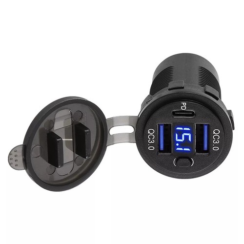 For 12V USB Charger with Blue LED Voltmeter and Quick Charge Capability - Zdjęcie 4 z 10