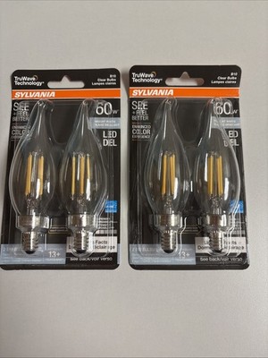 Sylvania 60W Bright White LED B10 Bulbs 2pk - Lot of 2  G18