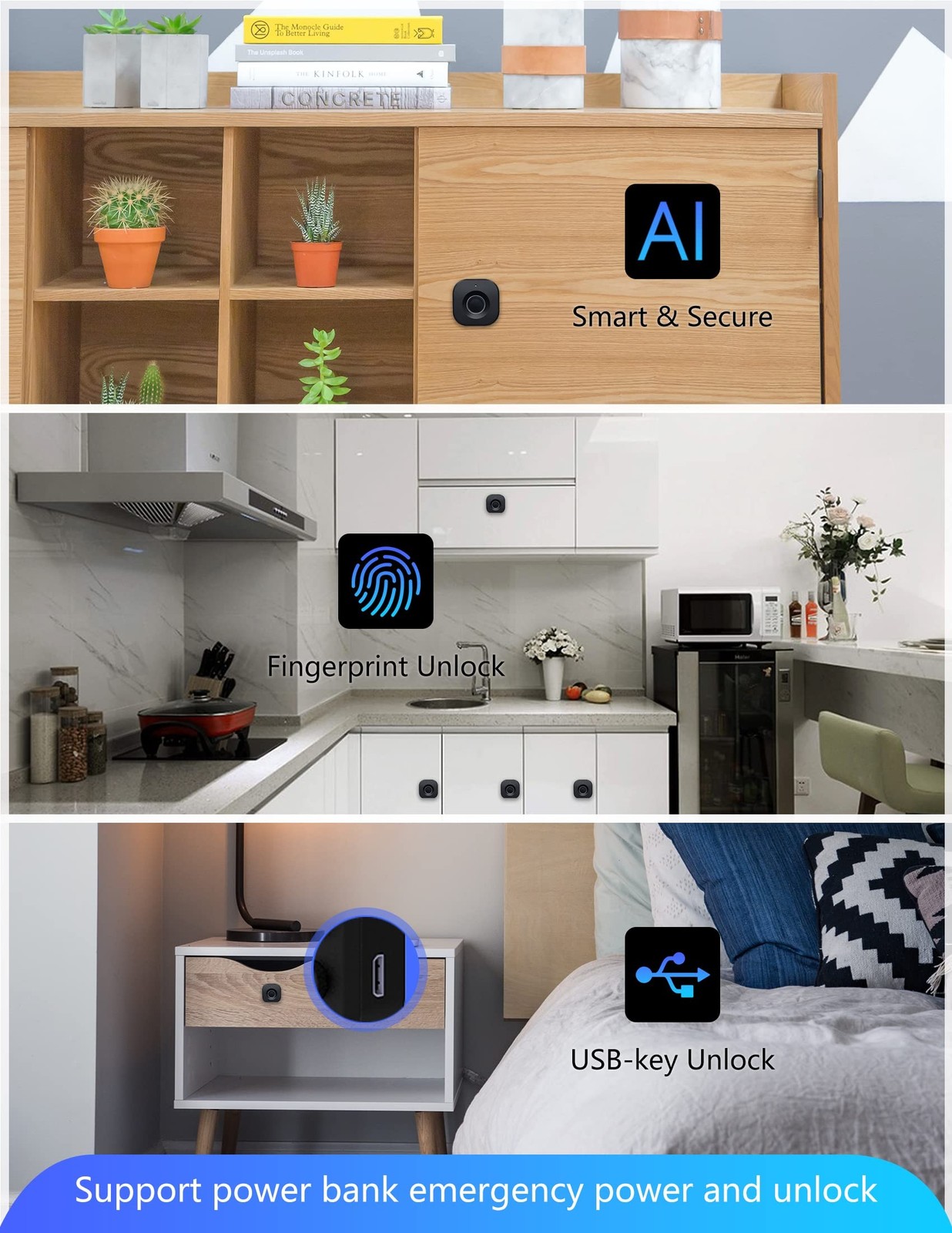 SUMNEW Fingerprint Cabinet Lock, Smart Biometric, Fit for Keyless Hidden File...