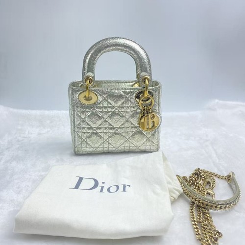 Christian Dior Lady DIOR Silver calfskin Lady Dior Mydior Silver mini Bag⭐️----