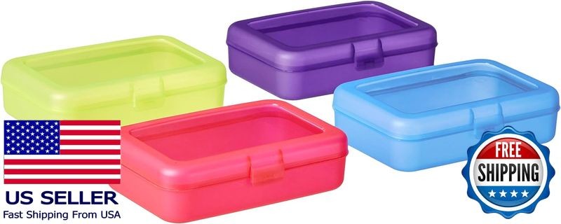 4-Pack Large Pencil Cases - Durable Plastic School Supply Organizer -