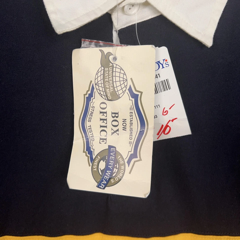 2!! Camisa de taquilla para hombre grande azul marino dorado rugby preppy academia años 90 Y2K Street Foto 4 de 4