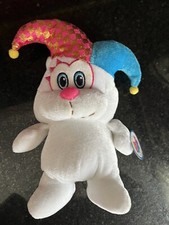 Nanco Bear Court Jester Mardi Gras White Plush Hat New Tags