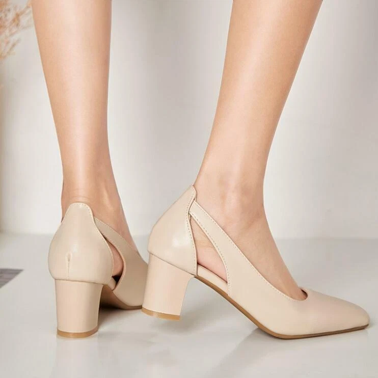Nude mid heel pumps sale