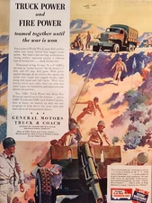 1942 Saturday Evening Post Ad TRUCK power and FIRE power General Motors