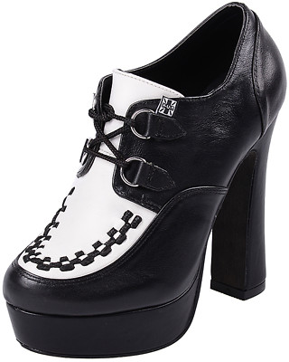 T.U.K Black & White Thr PLAT High Heels Rockabilly Retro 50s Vintage Pumps Schuh