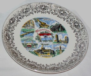 Vintage 20th-Century Souvenir China Plate: Missouri