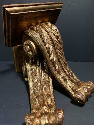 Set Applique da Parete Vintage Fiorentine Mensole Legno Italiano Oro Dorato Italia Rare