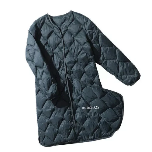 Damen Daunenjacke 90% Entendaunenmantel V-Ausschnitt lang Daunen Puffer Jacket - Bild 9 von 23