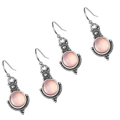 Retro Hengste für Ohren Silberne Platte Dangle Ohrring Regenbogen Mondstein