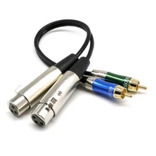  L/R RCA Male To Dual XLR Female Audio HiFi Stereo Signal Patch Cable Adapter