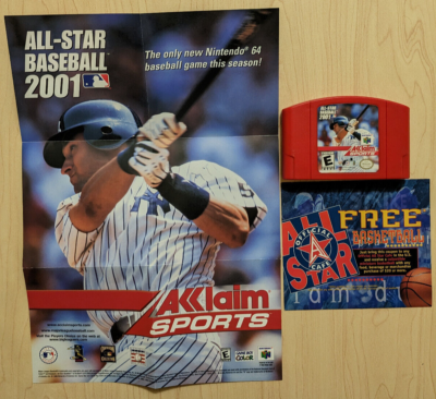 All-star Baseball 2001 Nintendo 64 N64 with Poster Inserts