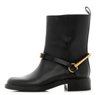GUCCI LIFFORD ANKLE BIKER BOOTS BLACK LEATHER TESS HORSEBIT 38 1/2 NIB