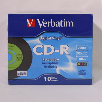 Verbatim CD-R, 94439, 700MB, 52X, Digital VinylSurface, 10PK Slim Case, 0122!!!