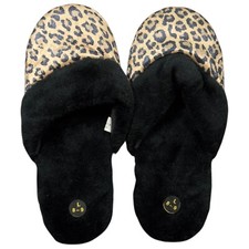 Women's Mule Slippers L 8-9 Leopard Print Slip On Faux Fur Round Toe Comfort
