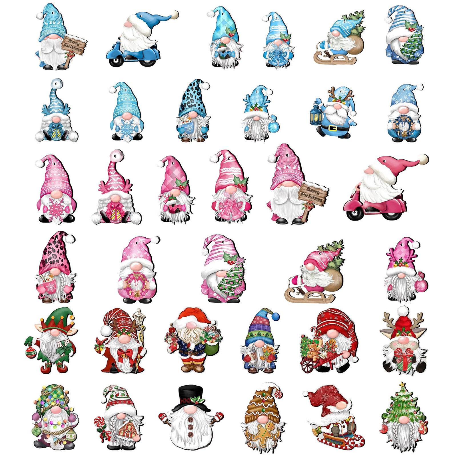 Christmas Tree Decoration Gnome Xmas Wooden Ornament 24X Dwarf Pendant Ornament