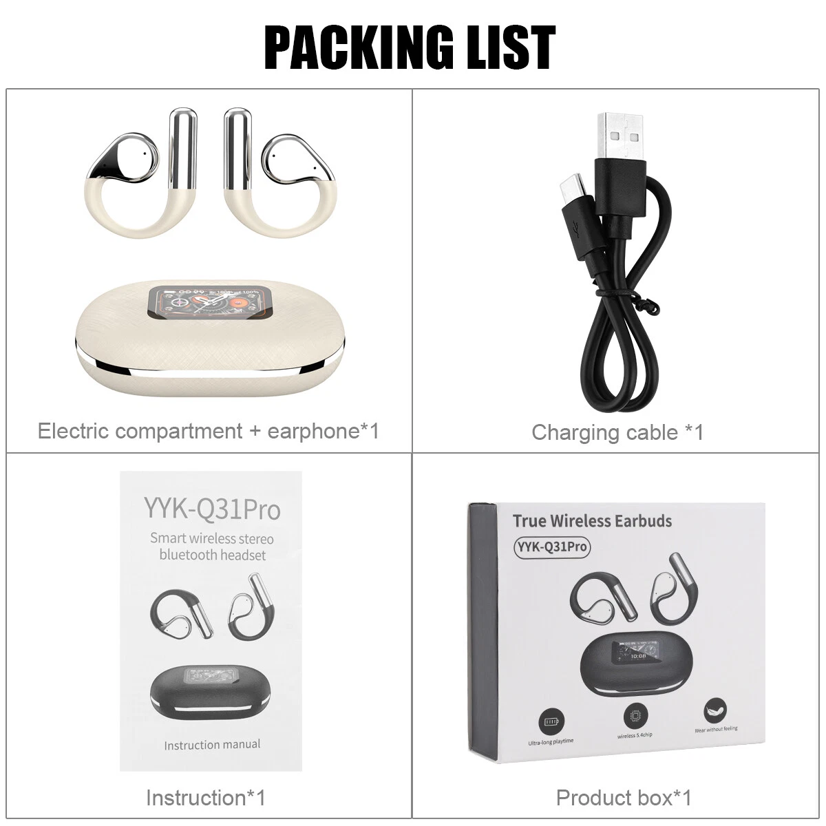 Over The Ear Earbuds Earhook True Wireless Open Earphones Bluetooth 5.4 New_voghion.com