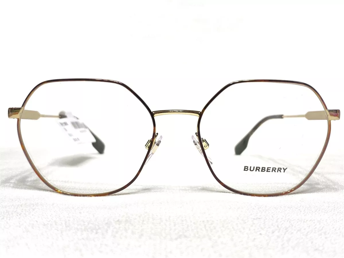 NEW Burberry B1350 1312 Womens Gold Round Square Eyeglasses Frames 54 17 140