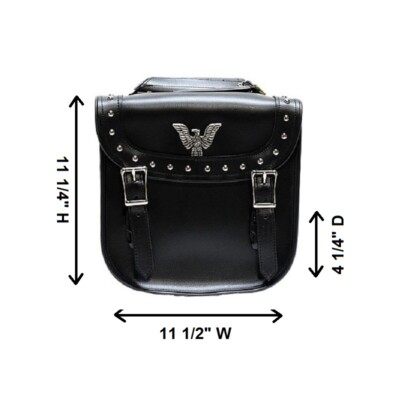 11.5'' W BLACK PVC MOTORCYCLE STUDDED WATERPROOF SADDLEBAGS FOR HARLEY - UDA72