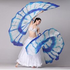 1 Pair Stage Props Half Circle Silk Veil Dance Hand Belly Veils Colored Wings