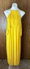 ASOS Yellow Halter Maxi Dress Pleated 4