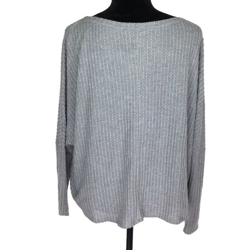 H by Bordeaux NEW Oversize Gray Dolman Waffle Knit Thermal Pullover Sweater Sz S - Picture 5 of 6