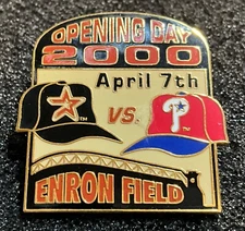 ENRON FIELD April 7 2000 Opening Day Pin Houston Astros vs Philadelphia Phillies