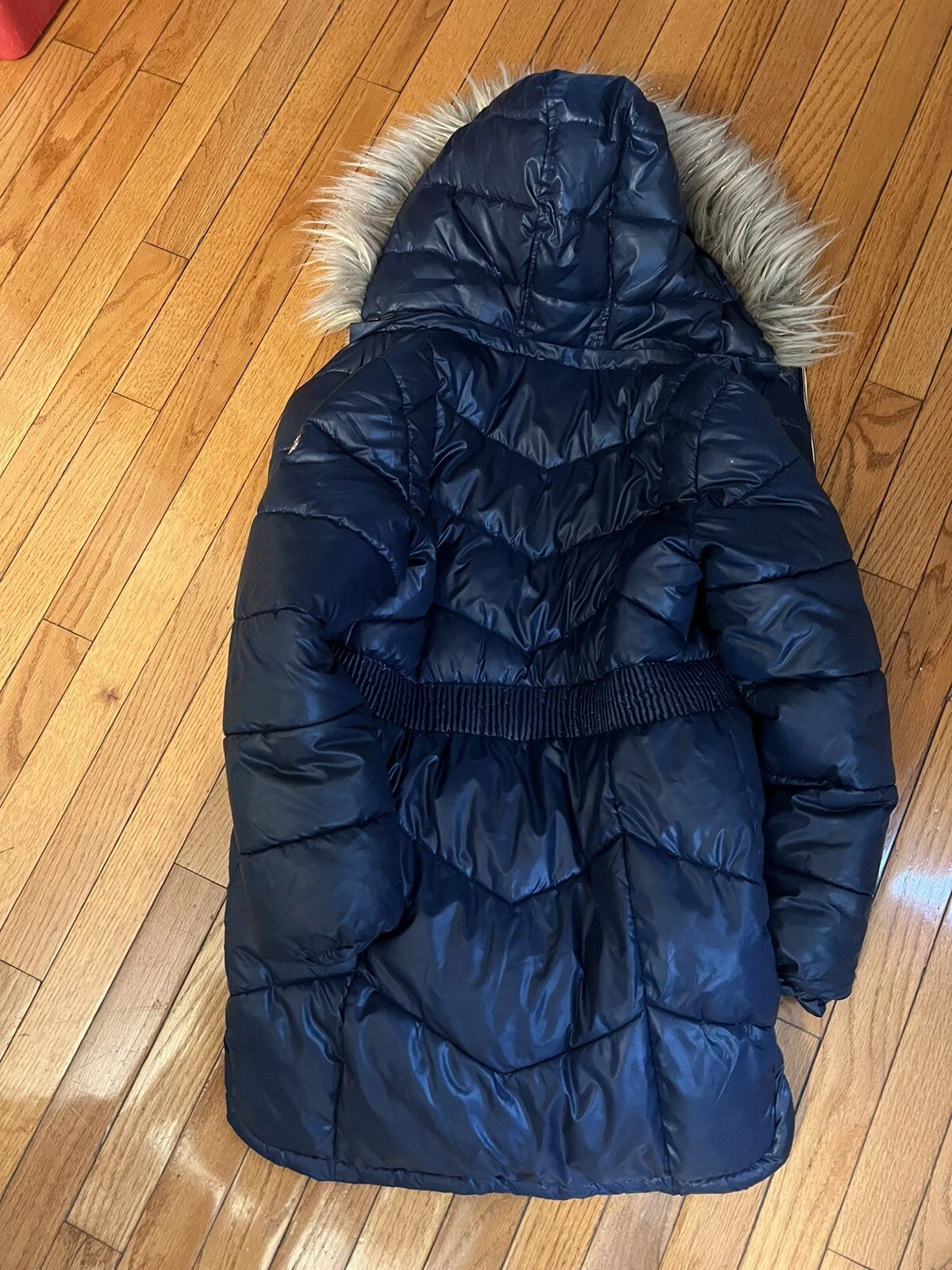 Cappotto invernale tampone ragazza Michael Kors taglia 14 blu navy rimovibile con pelliccia sintetica