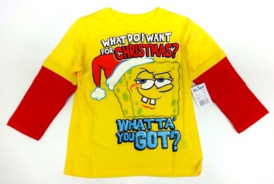 Langarmshirt Junge 92/98 Weihnachtsmann Weihnachten Shirt Sponge Bob Spruch USA 