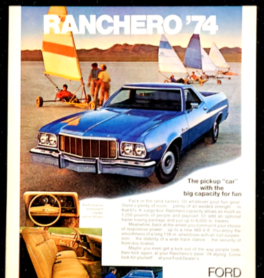 Ford Ranchero 自動車広告 1970年代 Blue Ford Ranchero 1974 Vintage Print Ad The Pickup Car | eBay
