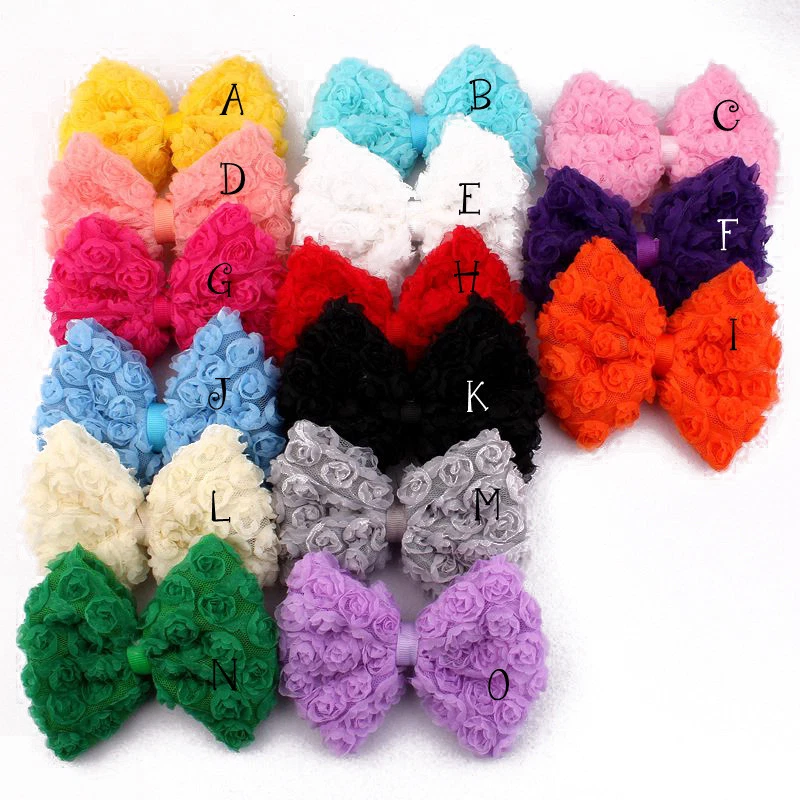 120pcs 13cm Artificial Baby Girls/Women Winter Hair Accessories Lace Hair Bows - Image 2 of 4