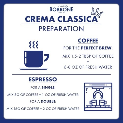 Caffè Borbone Whole Bean Coffee, Medium Roast Arabica 2.2 Pound Crema Classica