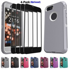 For iPhone 7/7 Plus Case Heavy Duty Shockproof Hybrid Phone Cover/Tempered Glass