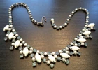 VINTAGE ESTATE MCM HIGH END BLUE RHINESTONE & MILK GLASS 15.5" NECKLACE! G37849